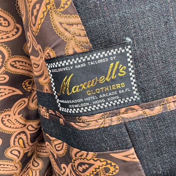 1960s Maxwell’s Double Breasted Mod Gray Wool Jacket 38S Hong Kong Hand Tailored - Picture 10 of 16